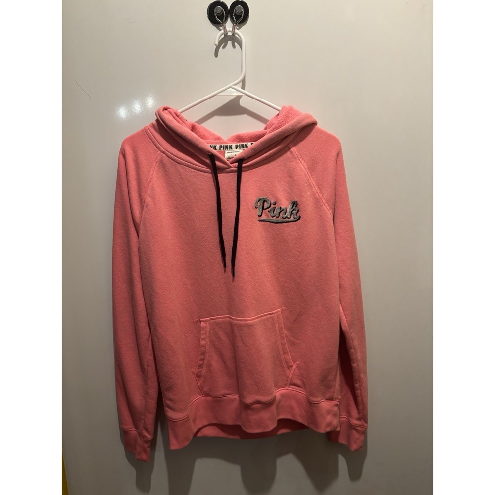 Pink Hoodie‎ Ladies Size Large Pit To Pit 40" Shoulder To Hem 23"